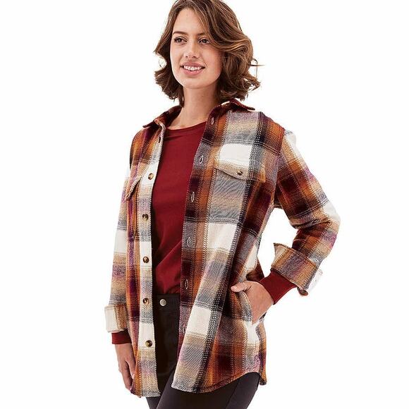 Aventura Knit Plaid Maroon Blue Knit Button Up XL - Picture 3 of 8